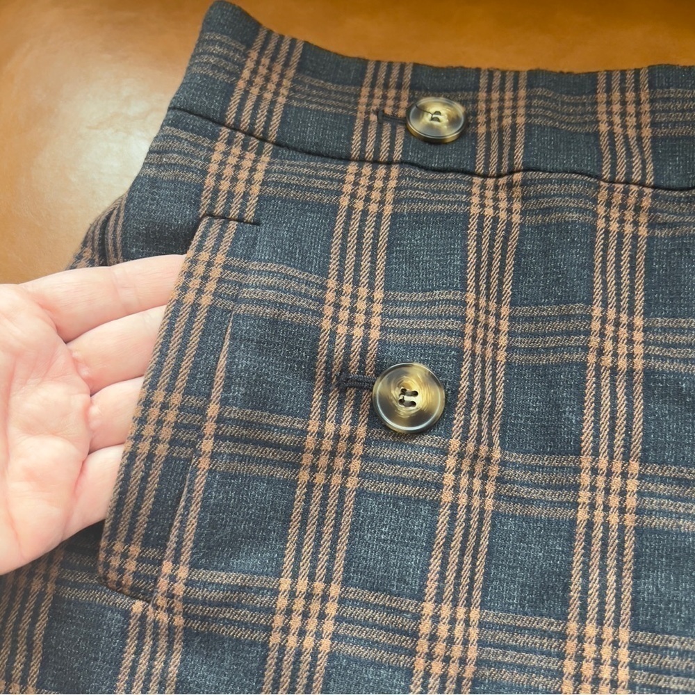 Madewell Plaid Double-Breasted Mini Skirt Sz XXS Navy Brown - Picture 6 of 9
